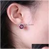 Stud New 11Mm Cubic Zirconia Round Gemstone Stud Earrings For Women Girls Fashion Colorf Copper Inlay Zircon Cz Earring Jew Dhgarden Dh3Zj