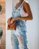 Jeans Denim Jumpsuits Women Solid Basic Overalls BF Chic College Woman High Street Lady Elegant Pants Jeans Long New Blue Fashion 2022