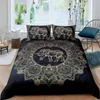 Ensembles de literie Housse de couette Bohème Mignon Éléphant Mandala Noir Doré Boho Chambre Décorative Couette Style Luxueux Pour Femmes Cadeau