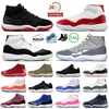 Nya 11 -tals uppfödda sammet jumpman 11 basketskor storlek 47 Cherry J11s cool grå cement universitet rött blå rymd sylt concord og mens tränare kvinnor sneakers