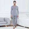 Herrens termiska underkläder Pranlads 60 Cotton 40 Polyester Ultra Soft Long Johns Set o-hals ärmar 2-pack för män