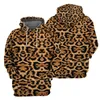 Sweats à capuche pour hommes Peau d'animal girafe zèbre tigre léopard à capuche hommes 3D imprimé à manches longues pull sweats rue manteau à capuche vêtements masculins