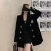 Blazer Women Black Dwuro -Benied Designer Blazers Velvet Suit Płaszcz damski