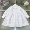 Popular girl skirt Long sleeved baby Lace embroidered dress Size 110-160 kids designer clothes Hollow out design child frock 24Feb20