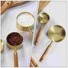 Measuring Tools 4 Pcs Metric System Stainless Steel Cup Baking Wood Cups And Spoons