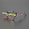 Solglasögon ramar Retro Multicolor Square Acetate Fiber Glasses ram Tjockrimmade kvinnors myopi med receptbelagda glasögon.