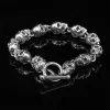 Bangles S925 Silver American Garber Style Handgjorda Skull Motorcykel Handstrend Trend Men's Skeleton Vintage Punk Armband