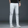 Designer Jeans Men's pants Korean Autumn Winter Black White Jeans Teenagers Personality Fashion Elastic Slim Fit Small Foot Straight Tube