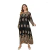 Robes décontractées Printemps Malaisien Robe imprimée Plus Taille Femmes Abayas Musulman Vacances Plage Islam Vêtements Femme Robe