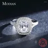 Cluster Rings Modian Luxury Female Rectangle Clear CZ Ring Classic 925 Sterling Silver Wedding Engagement for Women Fine Jewelry Bague