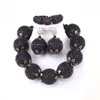 Dudo conjuntos de jóias finas para mulheres preto frisado bolas brinco pulseira e colar conjunto tradicional nigeriano jóias moda