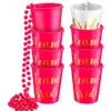 Marriage Bachelorette Party Team Bride DIY Plastic Bead Chain Cup Necklace Bar Play Accessories Drinking Game Beaded Cup