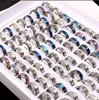 Cluster Rings Wholesale 50Pcs/Lot Bk New Fashion Colorf Stainless Steel Jewelry For Women Men Mix Style Size Wedding Engage Dhaeg