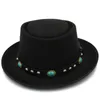 Basker kvinnor ull fläsk pajhatt med platt fedora för gentleman elegant dam gambler fascinator trilby storlek 58 cm