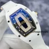 RM Chronograph Swiss Wrist Watch Collection Wristwatch Richarder Milles Series RM0701 White Ceramic Hollow Dial مع ترابط الماس والشفاه الأسود M
