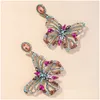 Stadnina duże oświadczenie Butterfly Studs kolczyki barokowe KOLORFORF Rhinestone Diamond Kolczyki Prezenty Prezenty Modna Projekt Animal Street P Dhqsi