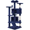 خدش Boussacs 54.5 "H Cat Tree Tower Tower Multilevel Tree 2 Condos 2 كرات الفراء 3 خدش ، منزل شجرة القط