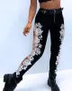 Capris Summer Pants Women's Night Out Skinny Trousers Fashion Eyelet Buckled SemiSheer Sheer Mesh Patchwork Zipper Design Sweatpants