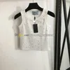 Kurze ärmellose Strickoberteile, diamantverzierte gestrickte T-Shirts, gestrickte ärmellose Weste, ärmelloses Sommer-T-Shirt für Damen