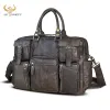 Sac à dos hommes véritable cuir véritable Vintage grande capacité mallette de voyage affaires 15.6 "étui pour ordinateur portable Attache Messenger sac portefeuille 3061