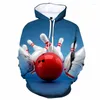 Erkek Hoodies 3D Baskı Bowling Ball Hoodie Erkekler İçin Uzun Kollu Serin Kazak Kişilik Kids Sweatshirt Açık Spor Giyim Giyim