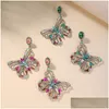 Stadnina duże oświadczenie Butterfly Studs kolczyki barokowe KOLORFORF Rhinestone Diamond Kolczyki Prezenty Prezenty Modna Projekt Animal Street P Dhqsi