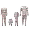 Dames tweedelige broek ronde hals familie 2 pyjamaset heren dames top met lange mouwen casual elastische taille sneeuwvlok elanden bedrukt nachtkleding outfit