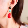 KQDANCE Red Agate Pearl Blue Turquoise Rose Quartz Pink Jade Natural Stones Long Earrings With 925 Silver Needle Women Jewelry 240220