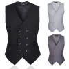 Nouveau gris Slim Fit costume gilet hommes formel hommes Blazer gilets de mariage sans manches Colete grande taille angleterre affaires noir gilet