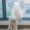 Vêtements de chien Costume de voile pour animaux de compagnie Accessoires de mariage pour animaux de compagnie Bow pour chat mariée coiffure de fil