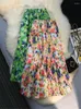 Spódnice eleganckie malarstwo olekowe wydrukowane damskie wiosenne letnie lato wysokim talii kwiatowy A-line samica