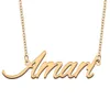 Collana con nome Amari Ciondolo personalizzato per donne Ragazzi Regalo di compleanno Migliori amici Gioielli in acciaio inossidabile placcato oro 18k