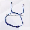 Braccialetti con ciondoli Turchia Braccialetti con malocchio blu Moda Perline di cristallo regolabili Corda intrecciata Bracciale con ciondoli Braccialetti per donne Uomini Tur Dhmzj