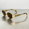 Gafas de sol con montura ovalada Arc de Triomphe para mujer Patas de espejo de metal Lente verde 40235 Gafas de sol de diseño Marco redondo pequeño retro Calidad 10A con caja original