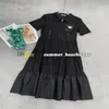 Short Sleeved Shirt Dress Designer Casual Dress Classic Solid Color Knitted Dress Stylish Patchwork Lapel Dress