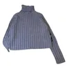 Kadın Sweaters Tasarımcı Markası Erken Bahar Yeni GUC gevşek ve tembel yan satranç kartı Özelleştirilmiş dokuma dikey şerit yüksek boyun kazıcı yün üst bz3c