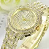 Roestvrij Staal Mannen Vrouwen Horloges Mode Glanzende Volledige Diamant Datum Quartz Horloge Unisex Horloges Bing Bling Hip Hip Horloge G262p