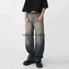 Männer Jeans Herren Tragen Neue Frühjahr Vintage Männlichen Gewaschen Jeans Hohe Taille Front Tasche Lose Gerade Breite Bein Hosen 2023 FashionH24222