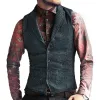 Gilets pour hommes Tweed chevrons coupe ajustée mode hommes costumes gilets pour veste garçons d'honneur gilet pour