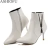 Сапоги ASHIOFU, женские туфли ручной работы на высоком каблуке с острым носком для вечеринки, выпускного вечера, зимняя модная обувь до щиколотки, вечерние короткие туфли S