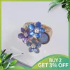 Anéis de cluster em flor azul jóias estética verão moda esmalte ajustável 2024 para mulheres