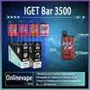 100%Original IGET BAR 3500 Puff Disposable Vapes Pen E Cigarette 5% Evaporator Rechargeable Battery 34 Flavors Vape