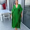 Feestjurken Sexy Gehaakte Gebreide Gat Kwastje Lange Vrouwen Elegante Nachtclub Losse Rechte Sheer Maxi Jurk Tunieken Loungewear