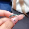 リンググリーンモイサナイト美しい糸リング、スターリングシエダイヤモンドリング。ファッションジュエリー、
