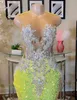 2024 Glitter Silver Mermaid Prom Dresses Luxury Sheer Neck Applique Crystal Pärled Sequin Party Gowns Evening Clows Robe BC15713 0222