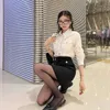 Designer Women s Two Piece Dress Drill Button Decoration Spring Elegant College Style Long Sleeve Y K Shirts Top Cardigan Half Body kjol