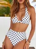 Maillots de bain pour femmes 2023 Sexy taille haute Dot Print maillot de bain bikini pour femme licou Push Up Bikini ensemble maillot de bain femme Biquini plage porter maillot de bain T240222