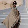 スカーフ女性フード付きコートポンチョセーターケープビンテージフローラルパターンカーディガンショールラップ