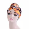 Ropa étnica Mujeres africanas Imprimir Nudo Turbante Trenzas Benaies Bonnet Sombrero Musulmán Hijab Chemo Cap Pérdida de cabello Pañuelo Wrap Bandanas