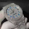 Diamants AP Watch Apf Factory Vvs Iced Out Moissanite Peut passé Test Diamants de luxe Mouvement à quartz Pierres de saphir glacé 7 styles Or rose Argent t Op QualitONSQ